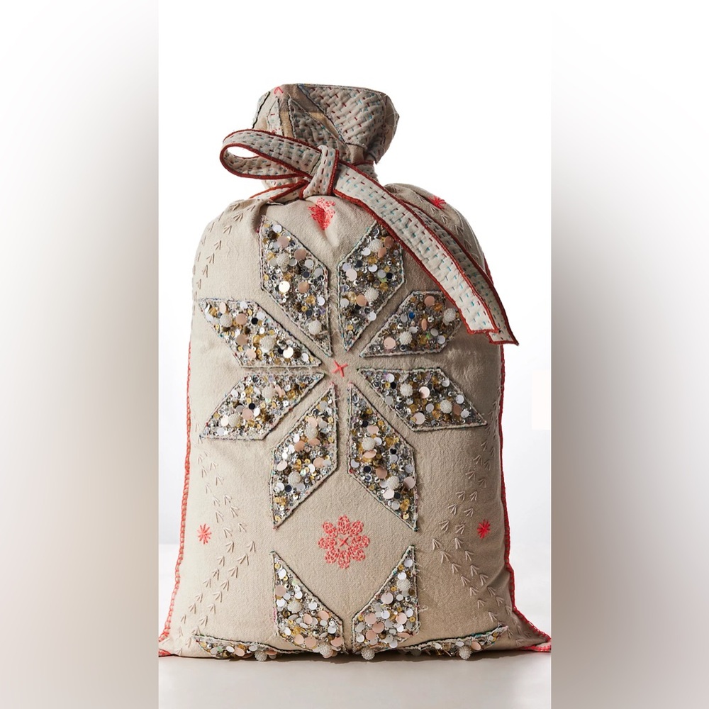 Free People One Perfect Present Gift Sack- Snowflakes bag